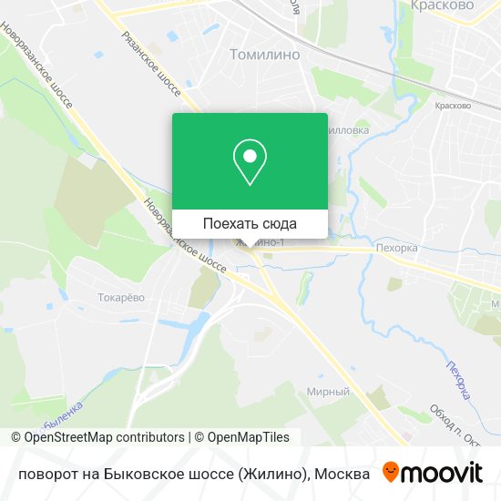 Карта поворот на Быковское шоссе (Жилино)