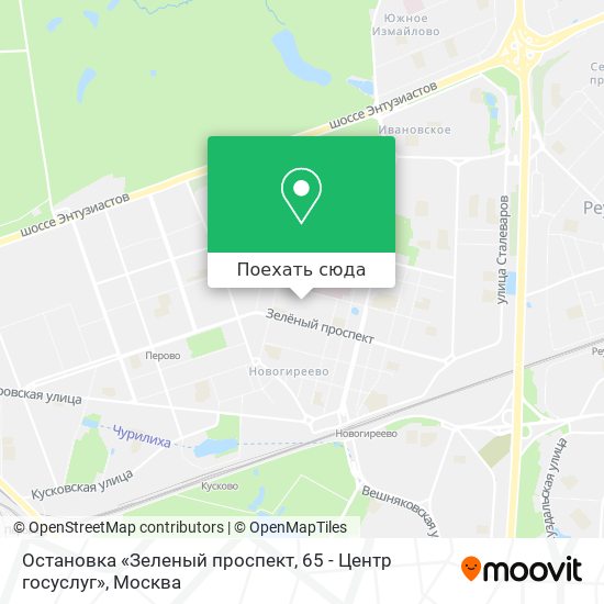 Карта Остановка «Зеленый проспект, 65 - Центр госуслуг»