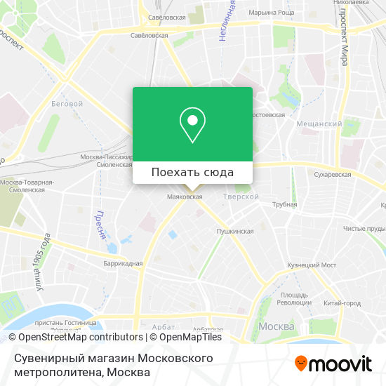 Карта Сувенирный магазин Московского метрополитена