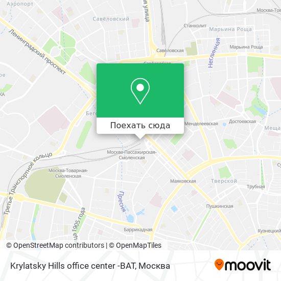 Карта Krylatsky Hills office center -BAT