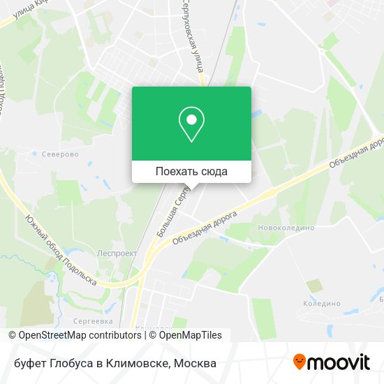 Карта буфет Глобуса в Климовске