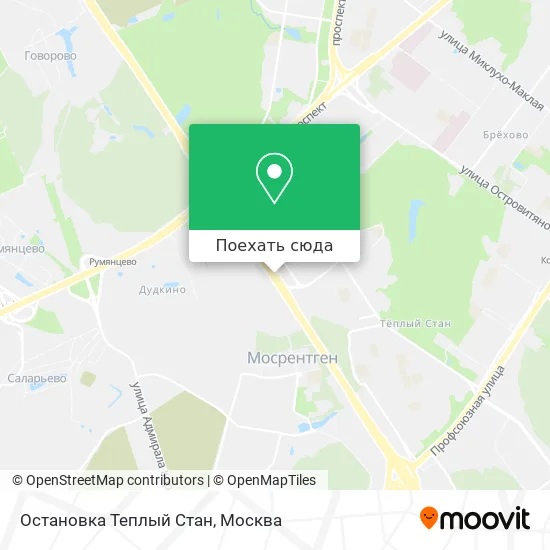 Карта Остановка Теплый Стан