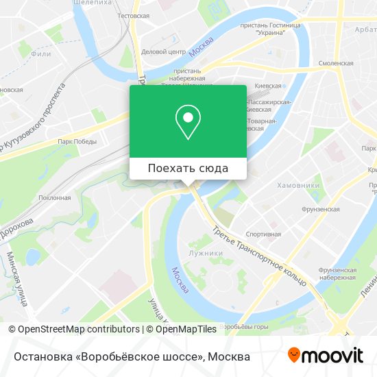 Карта Остановка «Воробьёвское шоссе»
