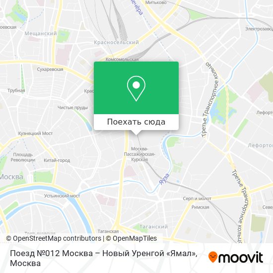 Карта Поезд №012 Москва – Новый Уренгой «Ямал»