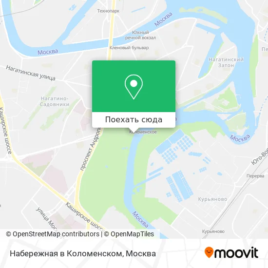 Карта Набережная в Коломенском