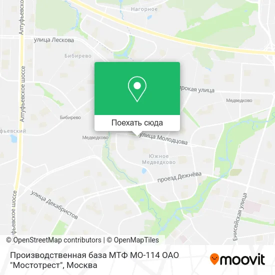 Карта Производственная база МТФ МО-114 ОАО "Мостотрест"