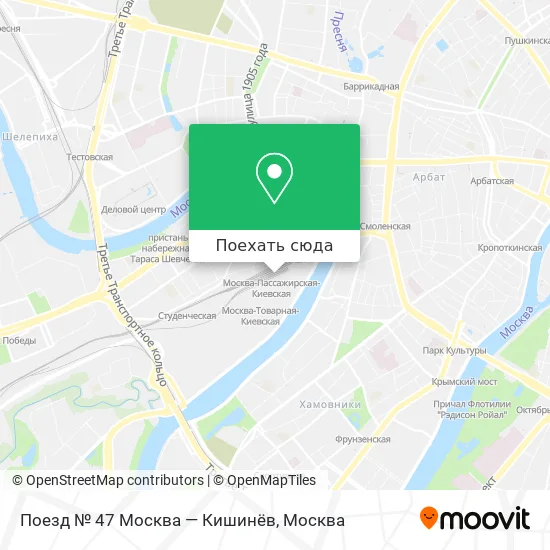 Карта Поезд № 47 Москва — Кишинёв