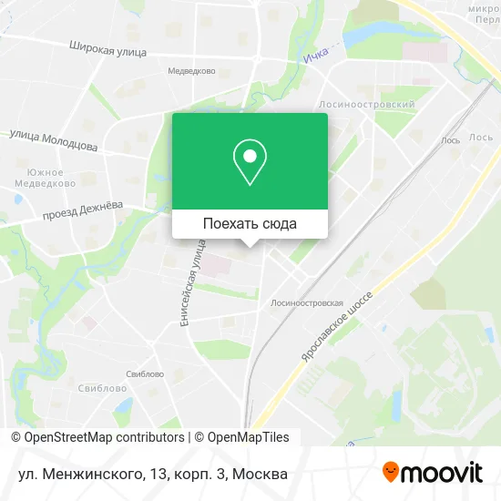 Карта ул. Менжинского, 13, корп. 3