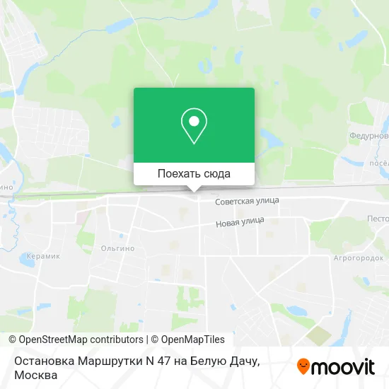 Карта Остановка Маршрутки N 47 на Белую Дачу