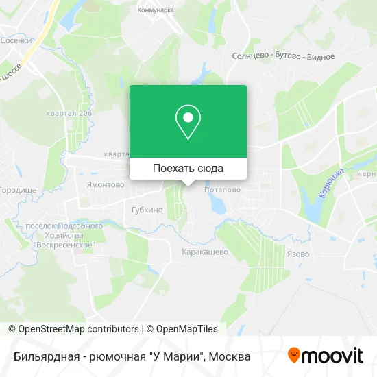 Карта Бильярдная - рюмочная "У Марии"