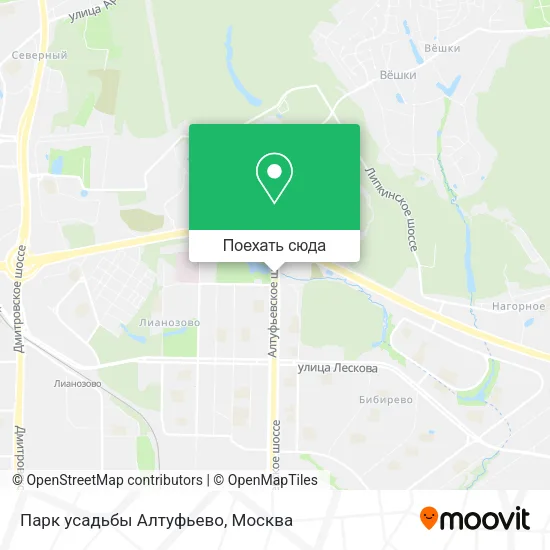 Карта Парк усадьбы Алтуфьево