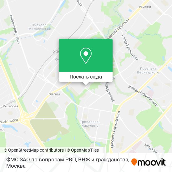 Карта ФМС ЗАО по вопросам РВП, ВНЖ и гражданства