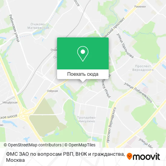 Карта ФМС ЗАО по вопросам РВП, ВНЖ и гражданства