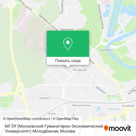 Карта МГЭУ (Московский Гуманитарно-Экономический Университет) Молодёжная