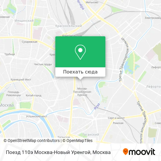 Карта Поезд 110э Москва-Новый Уренгой