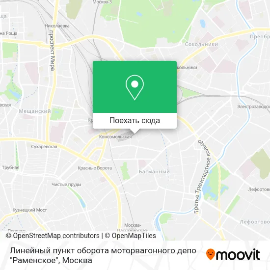 Карта Линейный пункт оборота моторвагонного депо "Раменское"
