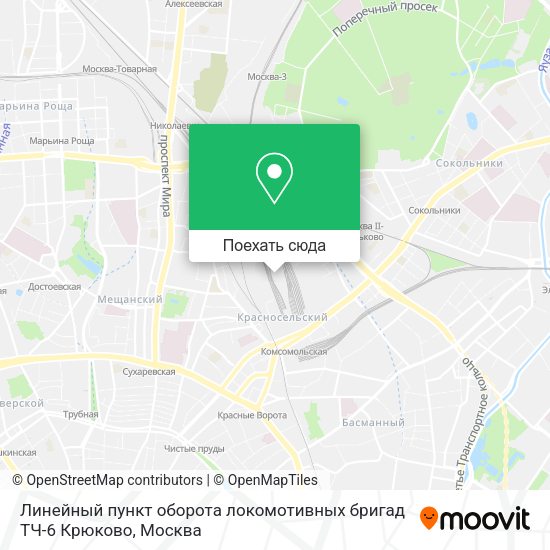 Карта Линейный пункт оборота локомотивных бригад ТЧ-6 Крюково