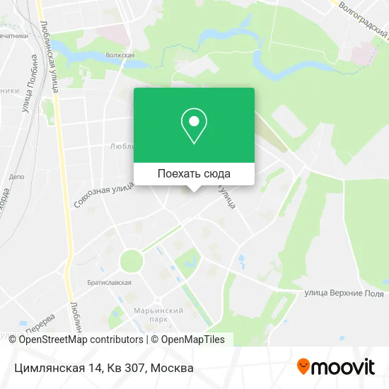 Карта Цимлянская 14, Кв 307