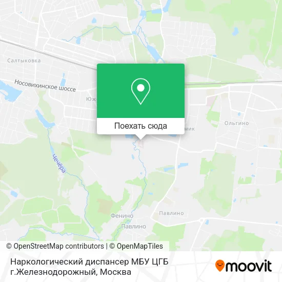 Карта Наркологический диспансер МБУ ЦГБ г.Железнодорожный