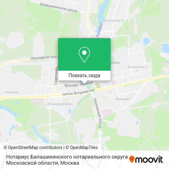 Карта Нотариус Балашихинского нотариального округа Московской области