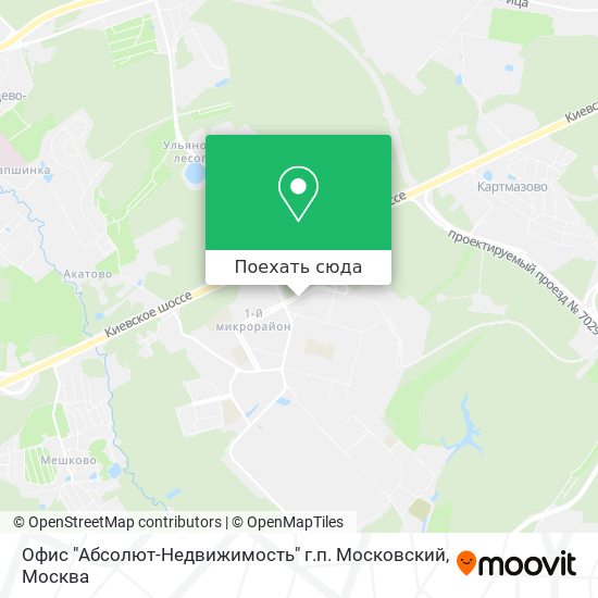 Карта Офис "Абсолют-Недвижимость" г.п. Московский