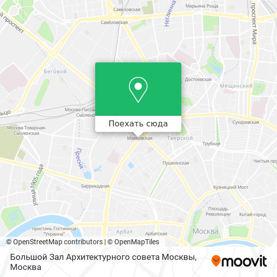 Карта Большой Зал Архитектурного совета Москвы