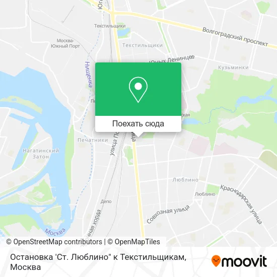 Карта Остановка 'Ст. Люблино" к Текстильщикам