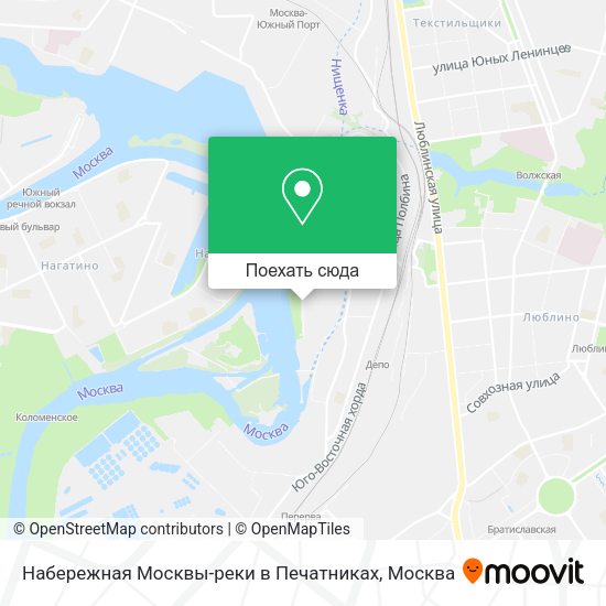 Карта Набережная Москвы-реки в Печатниках