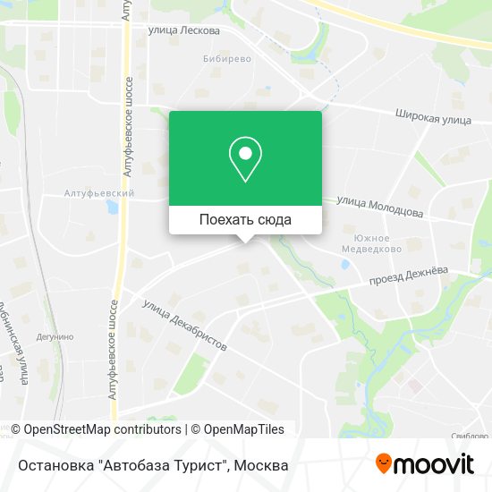 Карта Остановка "Автобаза Турист"