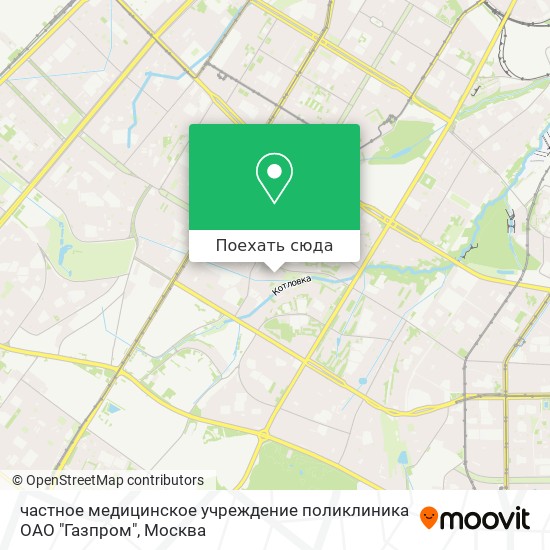 Карта частное медицинское учреждение поликлиника ОАО "Газпром"