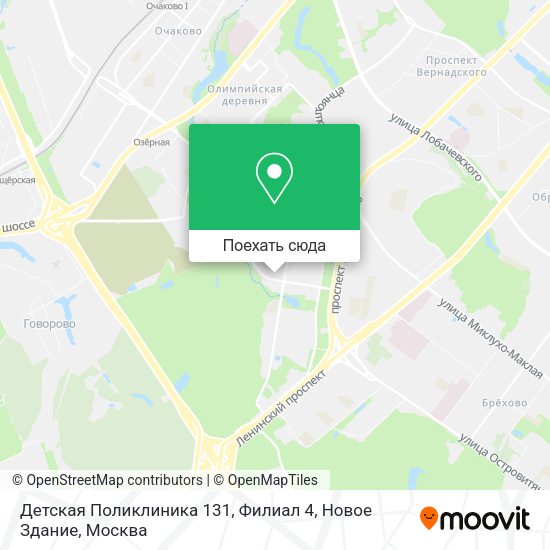 Карта Детская Поликлиника 131, Филиал 4, Новое Здание