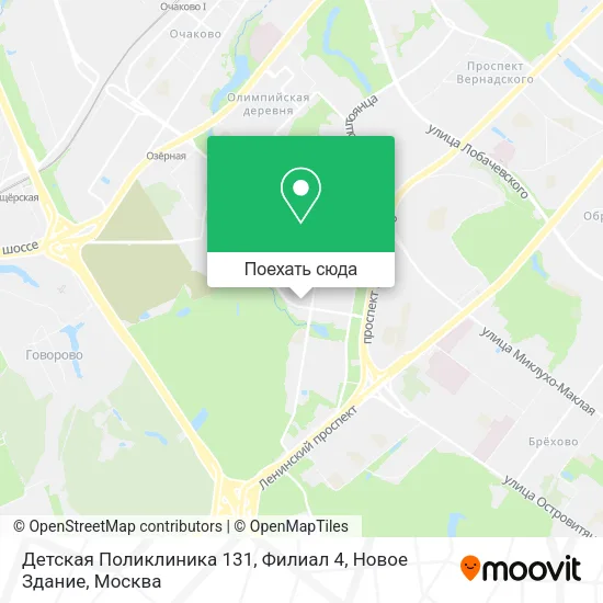Карта Детская Поликлиника 131, Филиал 4, Новое Здание