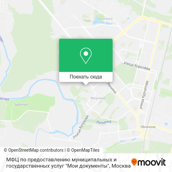 Карта МФЦ по предоставлению муниципальных и государственных услуг "Мои документы"