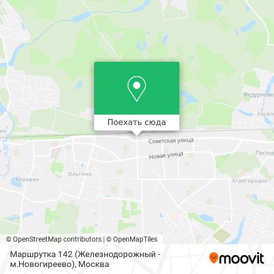 Карта Маршрутка 142 (Железнодорожный - м.Новогиреево)