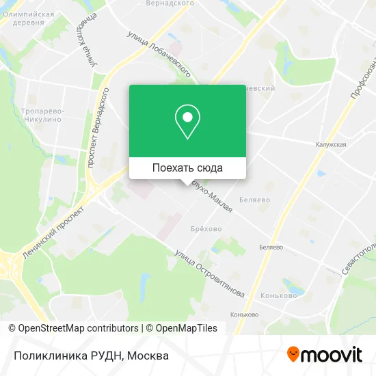 Карта Поликлиника РУДН