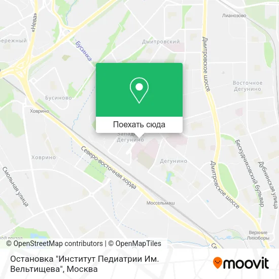 Карта Остановка "Институт Педиатрии Им. Вельтищева"