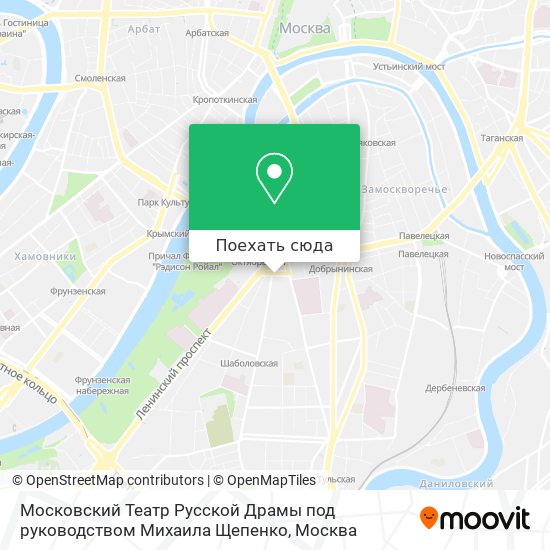 Карта Московский Театр Русской Драмы под руководством Михаила Щепенко