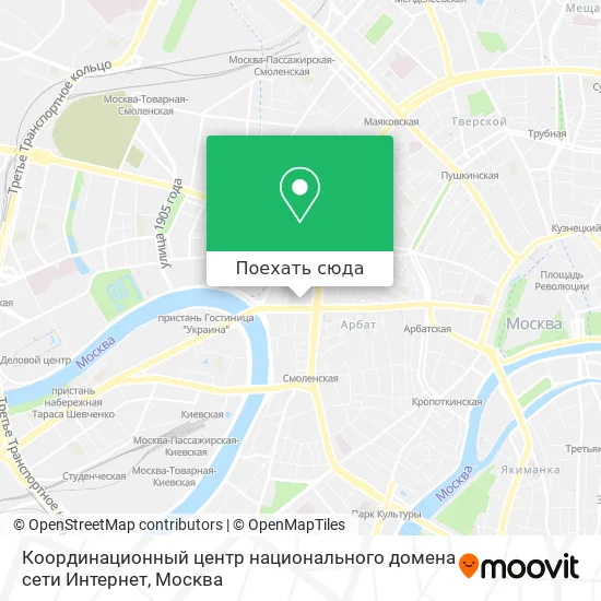 Карта Координационный центр национального домена сети Интернет