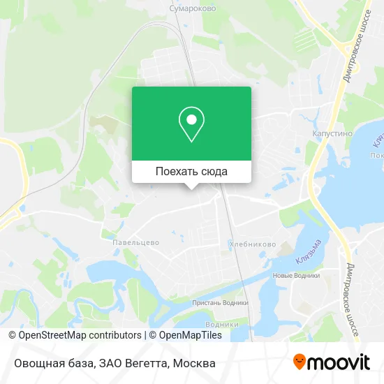 Карта Овощная база, ЗАО Вегетта