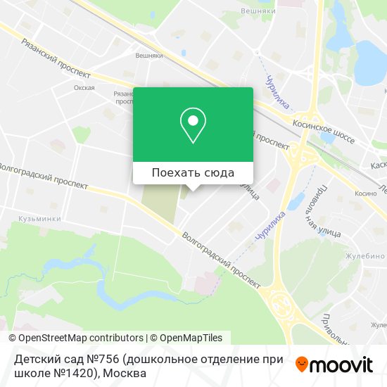 Карта Детский сад №756 (дошкольное отделение при школе №1420)