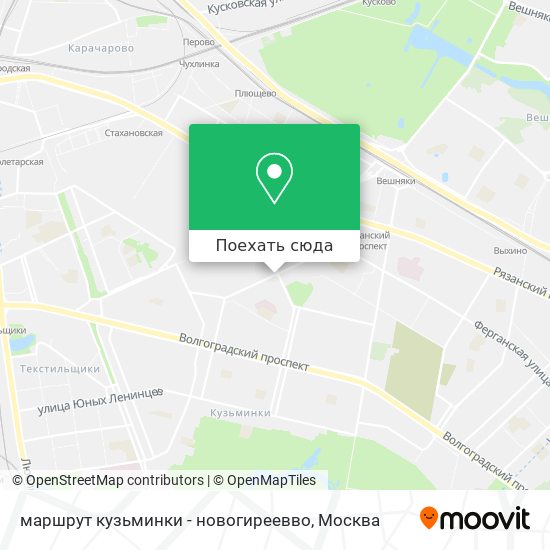 Карта маршрут кузьминки - новогиреевво