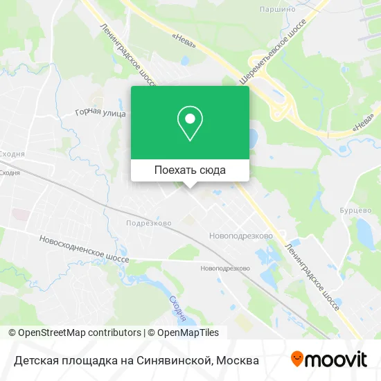 Карта Детская площадка на Синявинской