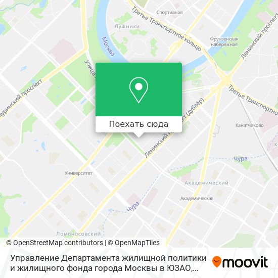 Карта Управление Департамента жилищной политики и жилищного фонда города Москвы в ЮЗАО