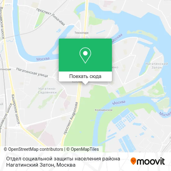 Карта Отдел социальной защиты населения района Нагатинский Затон