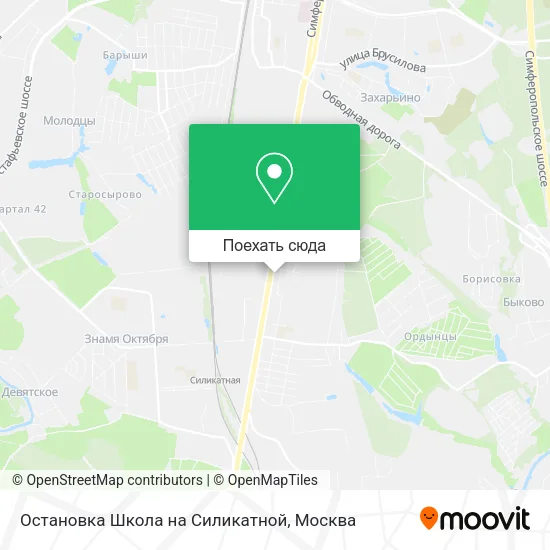 Карта Остановка Школа на Силикатной