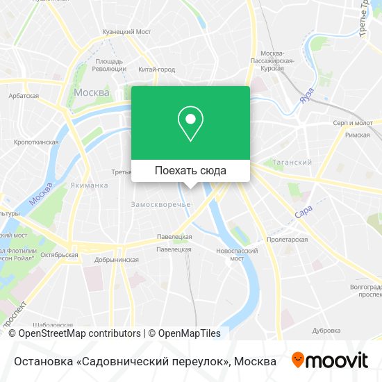 Карта Остановка «Садовнический переулок»