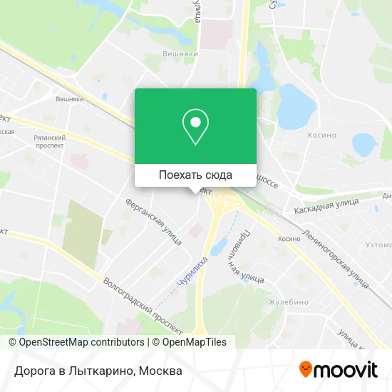 Карта Дорога в Лыткарино