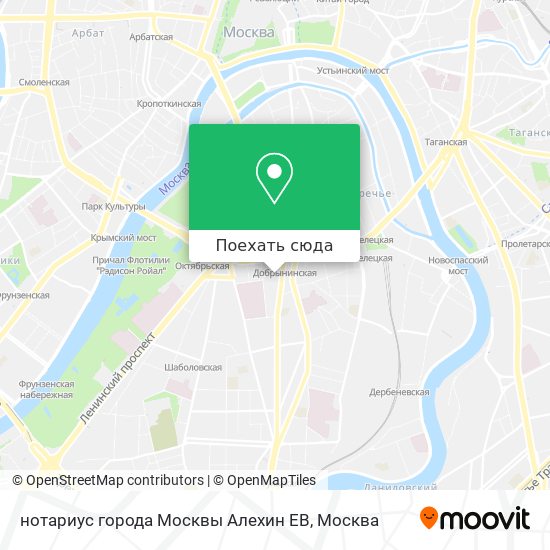 Карта нотариус города Москвы Алехин ЕВ