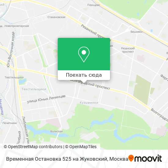 Карта Временная Остановка 525 на Жуковский
