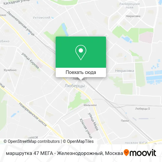 Карта маршрутка 47 МЕГА - Железнодорожный